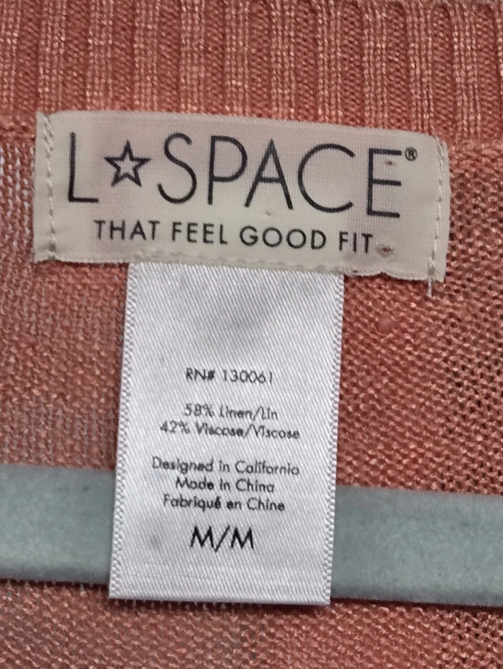 L*Space Riley Linen-blend Twist Front Crop Top Sz Medium Soft Coral Like New